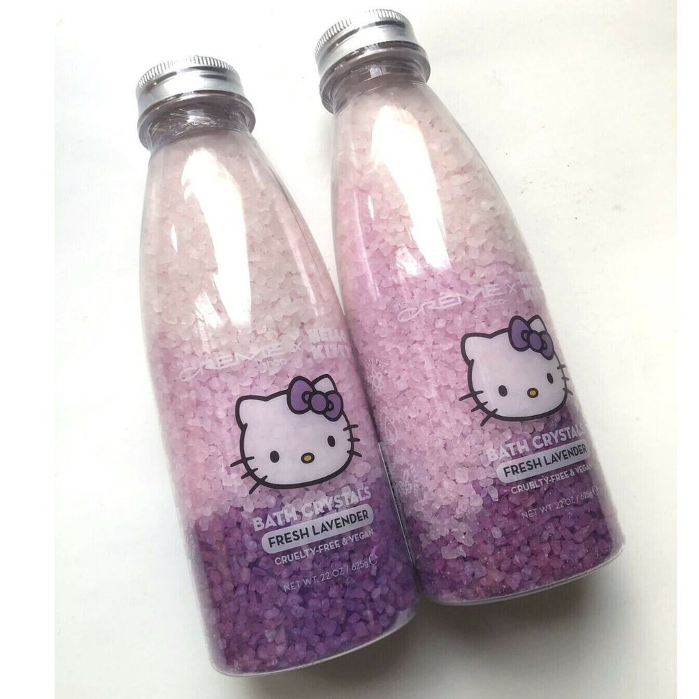 Lot 2x New Sealed The Creme Shop Hello Kitty Bath Crystals Fresh Lavender Vegan